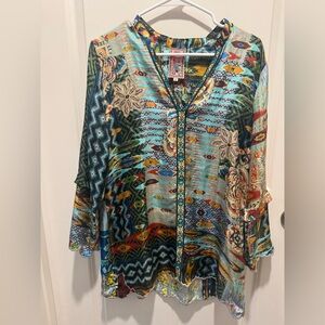 Johnny Was Multicolor Patterned Tunic